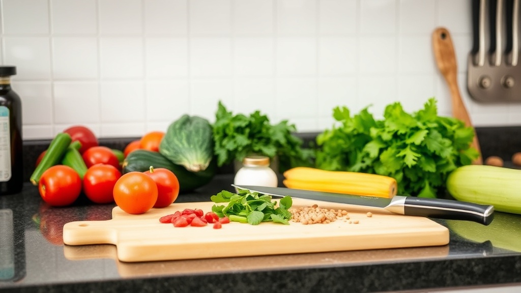 Organized kitchen countertop ready for meal prep
