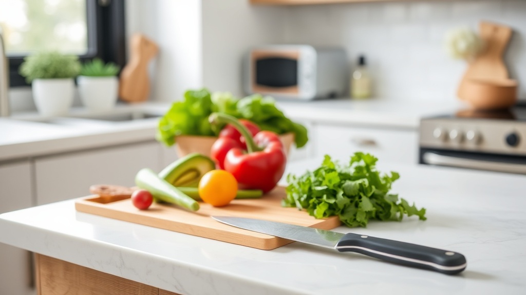 Organized kitchen countertop ready for meal prep