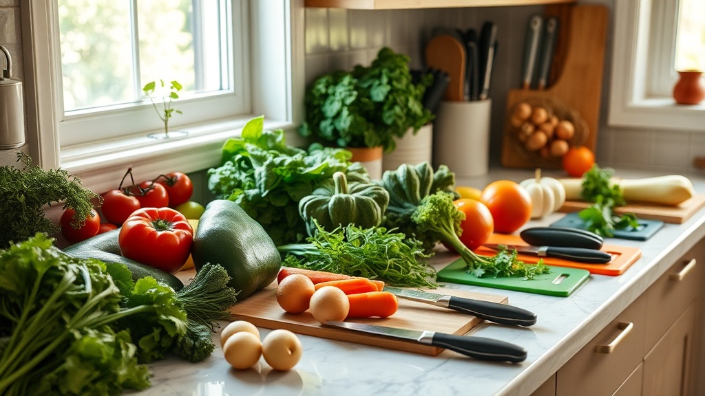 Organized kitchen countertop for meal prep