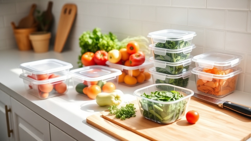 Organized kitchen countertop for meal prepping