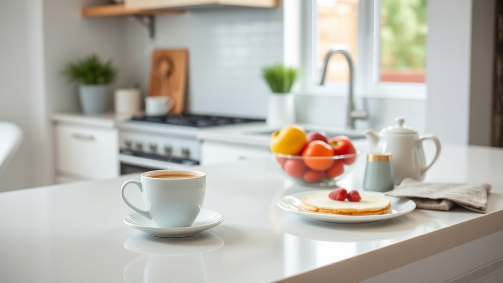 Modern kitchen with organized breakfast setup