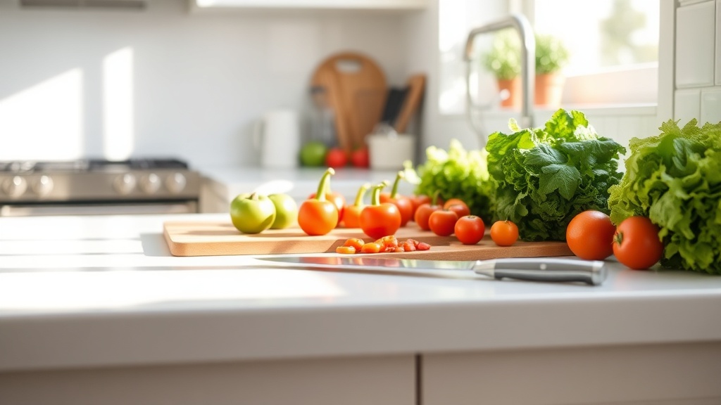 Organized kitchen countertop ready for meal prep