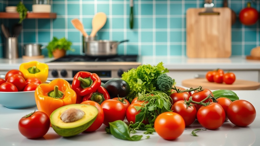 Organized kitchen prep area with fresh ingredients for healthy Mexican meals