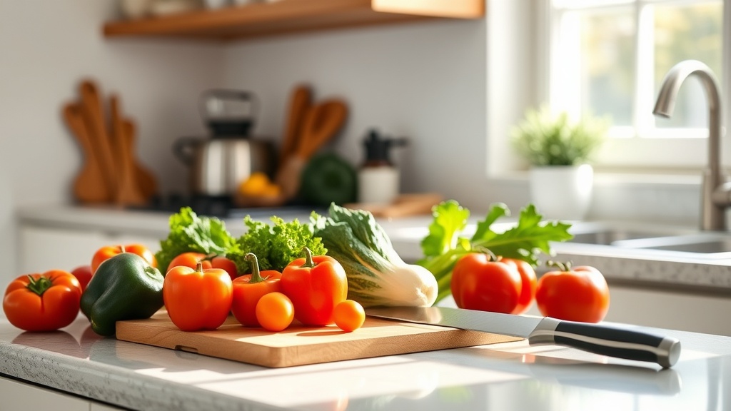 Organized kitchen countertop for meal prep