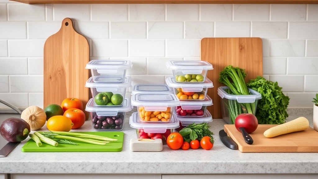 Organized kitchen countertop for meal prepping