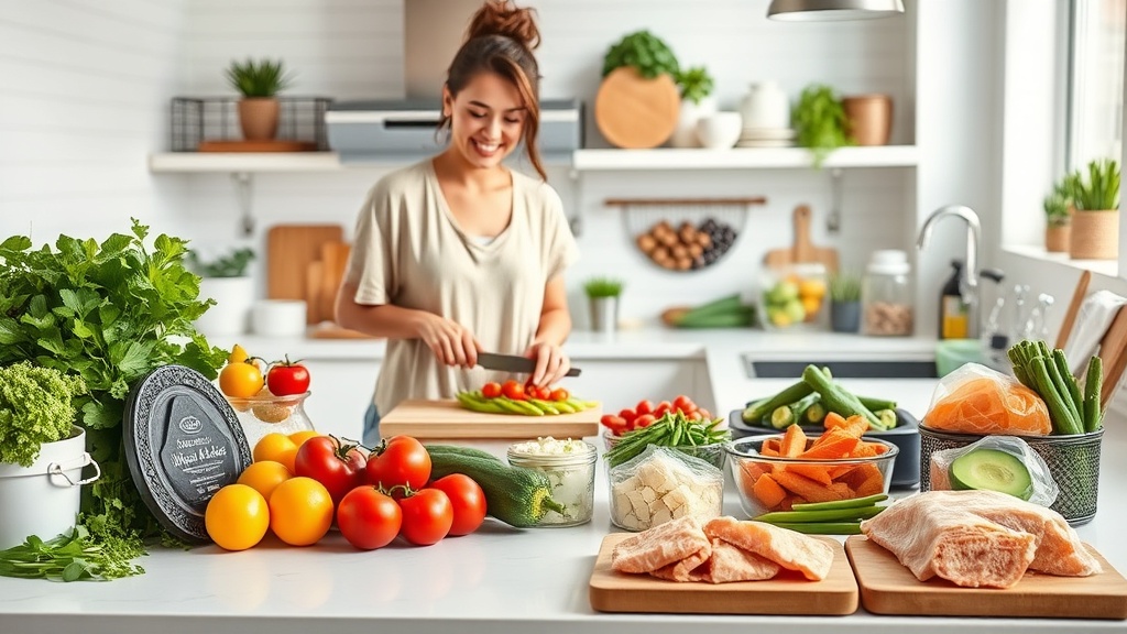 A person preparing healthy meals in a modern kitchen