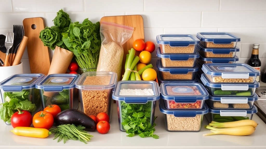 Organized kitchen countertop for meal prepping