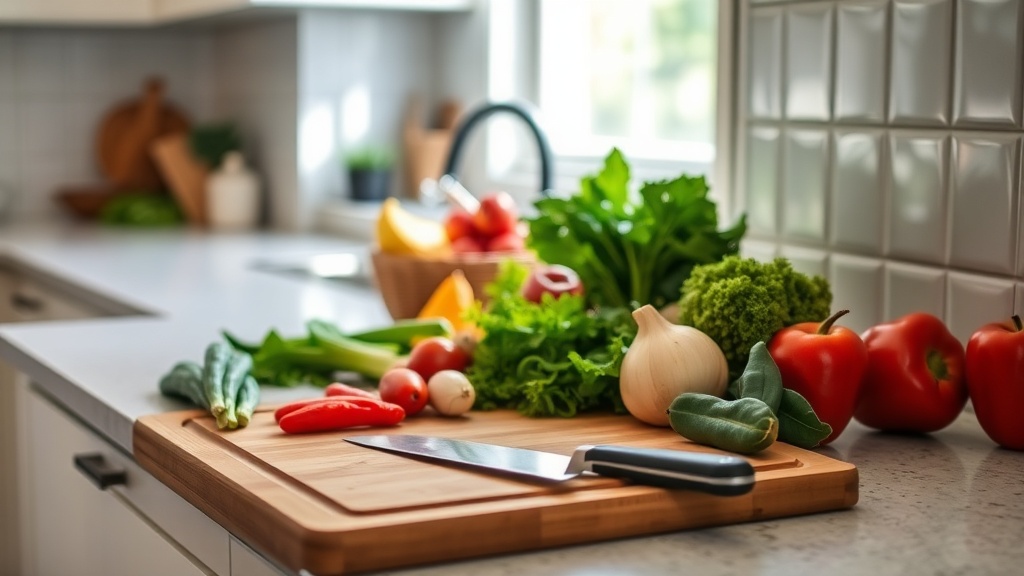 Organized kitchen countertop ready for meal prep