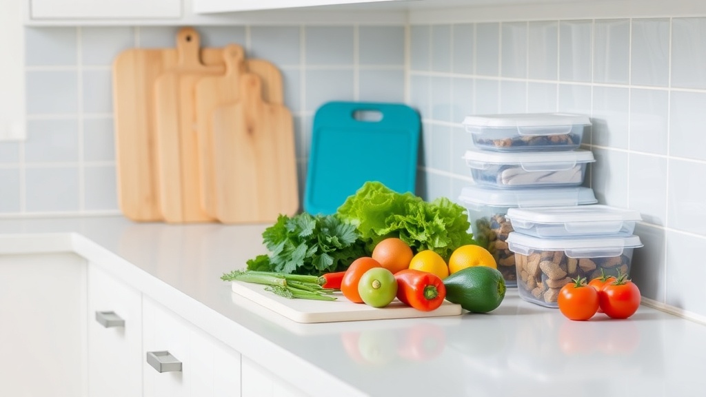 Organized kitchen countertop for meal prepping