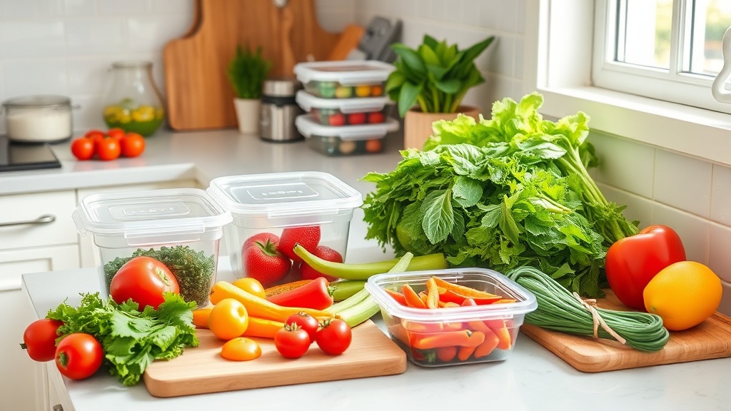 Organized kitchen countertop for meal prepping
