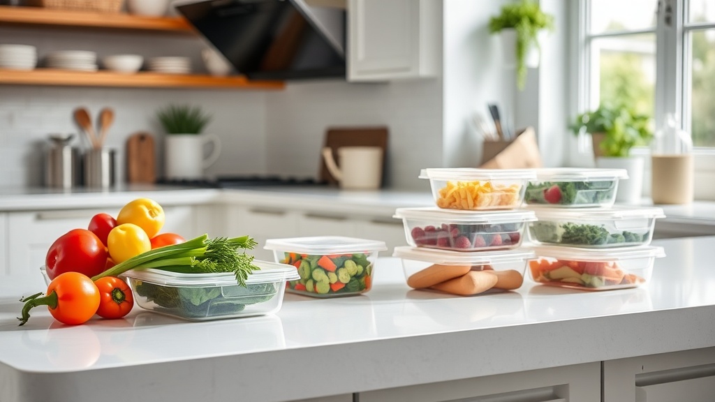 Modern kitchen with fresh ingredients for meal prep