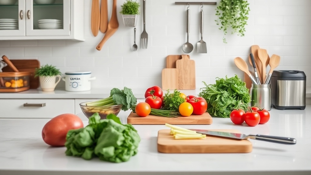 Organized kitchen countertop for meal prep