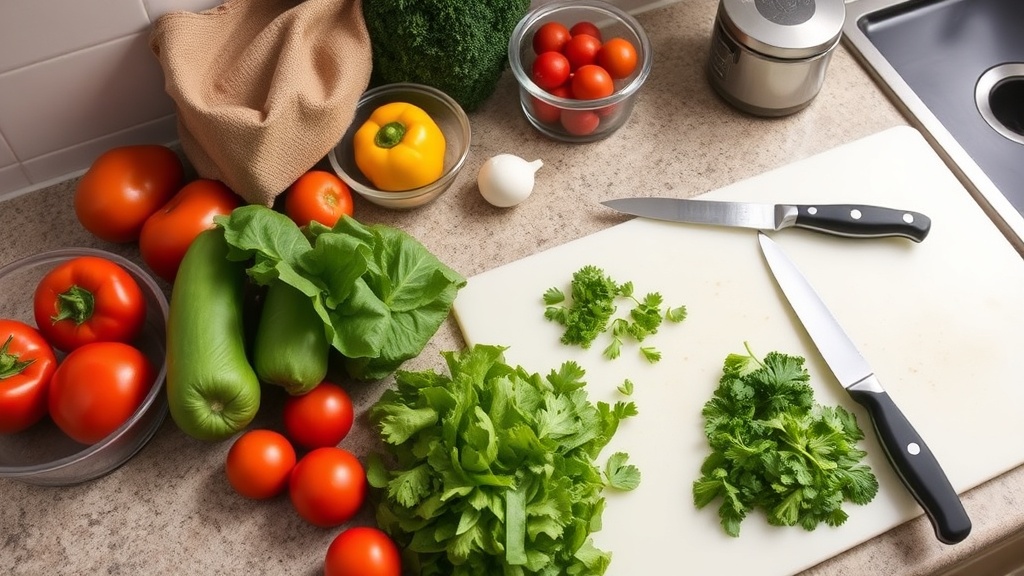 Organized kitchen countertop for meal prepping