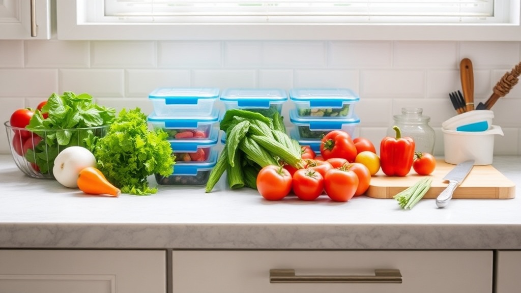 Organized kitchen countertop for meal prep