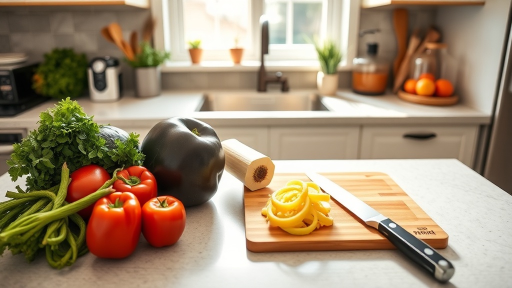 Organized kitchen countertop ready for meal prep