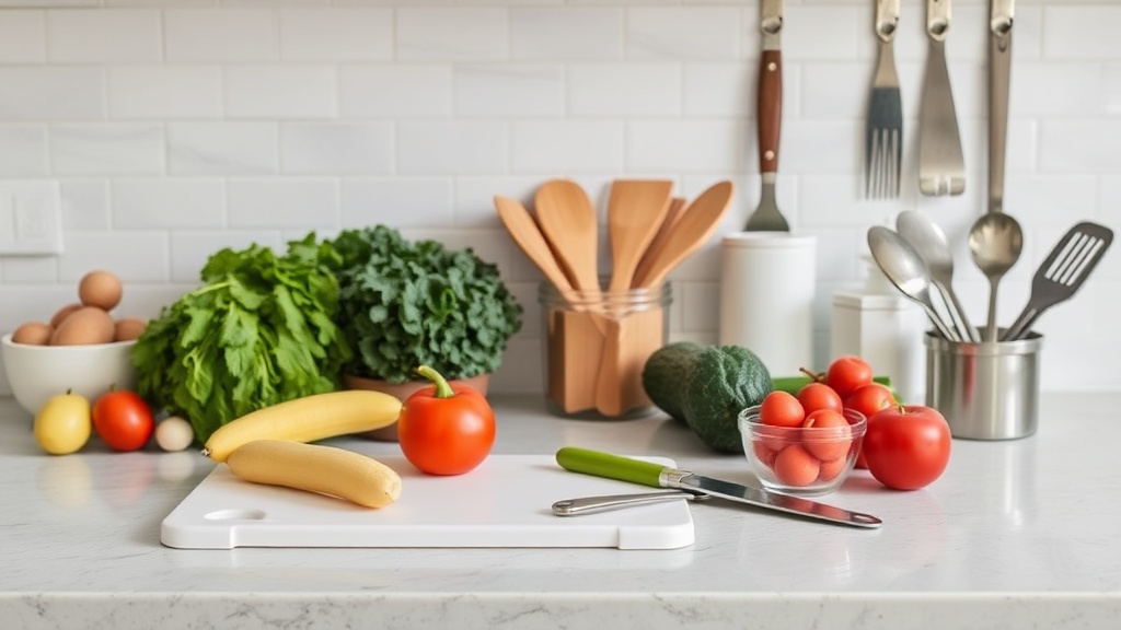 Organized kitchen countertop ready for meal prep