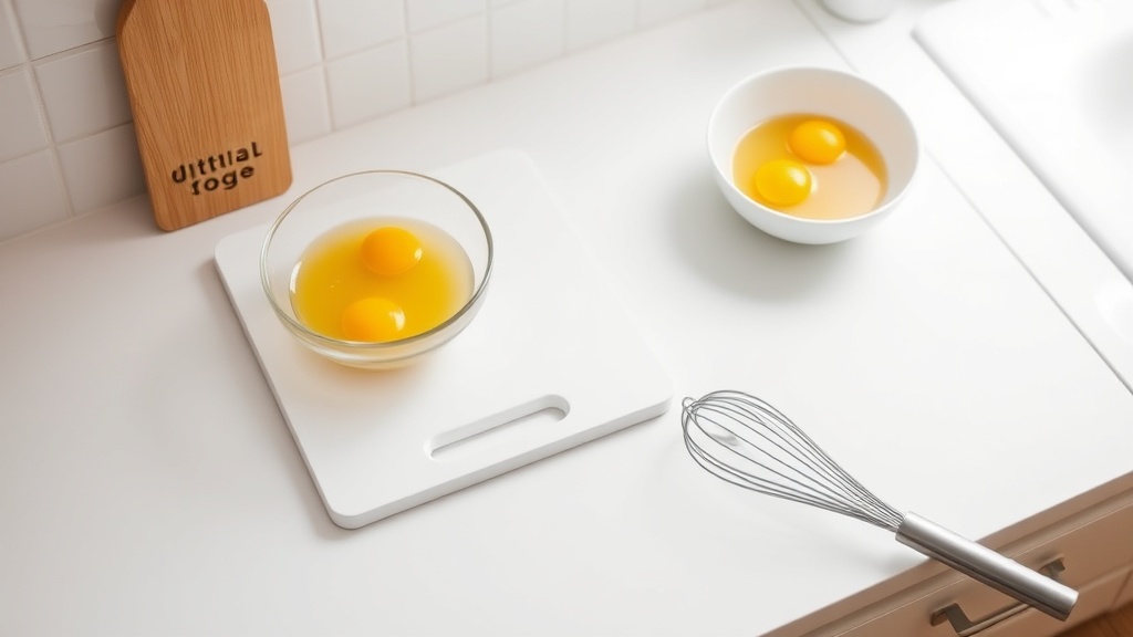 Organized kitchen countertop for egg meal prep