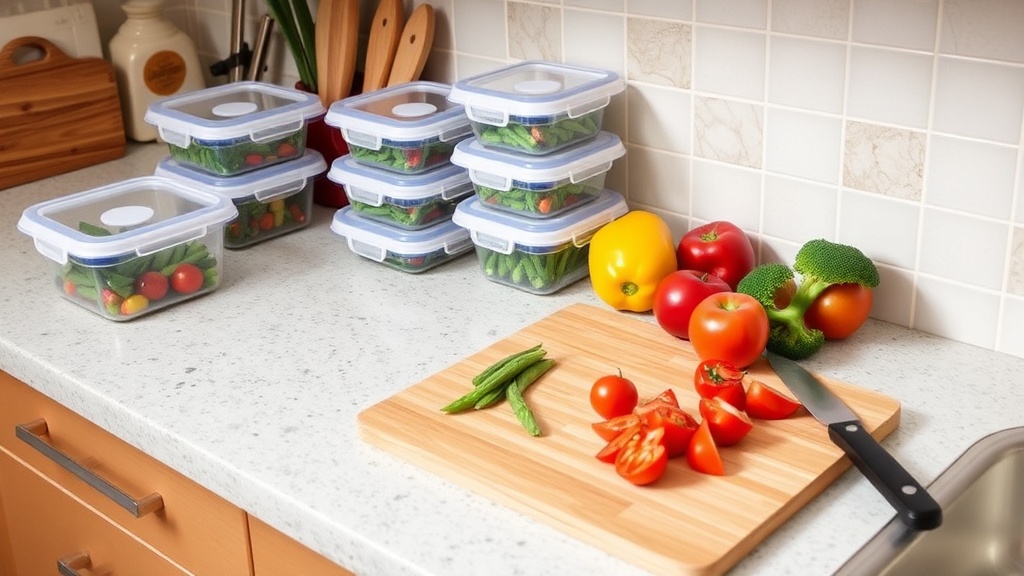 Organized kitchen countertop for meal prep