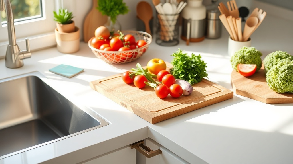 Organized kitchen countertop ready for meal prep
