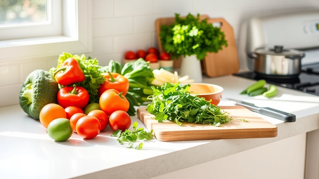 Organized kitchen countertop ready for meal prep
