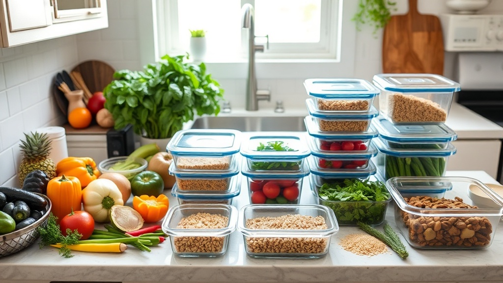 Organized kitchen countertop for meal prepping