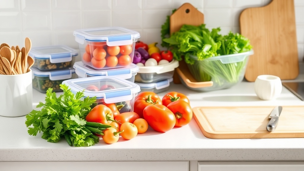 Organized kitchen countertop for meal prepping