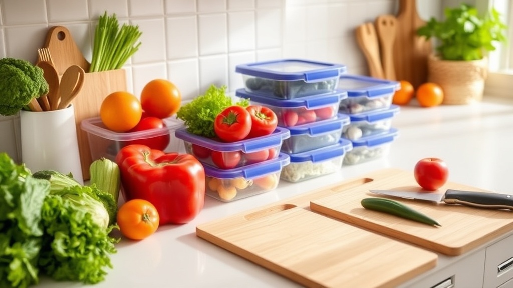 Organized kitchen countertop for meal prep