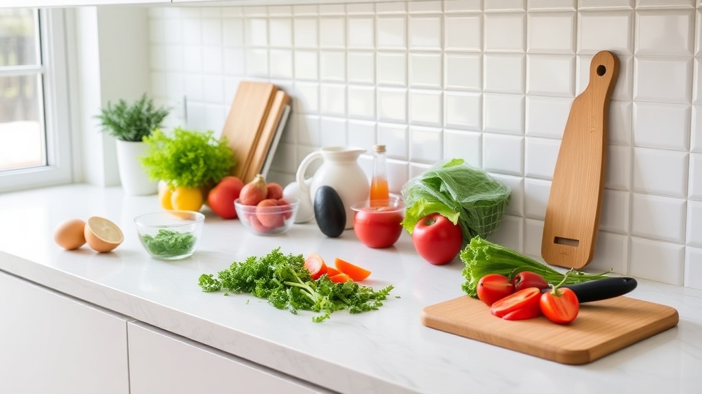Organized kitchen countertop ready for meal prep