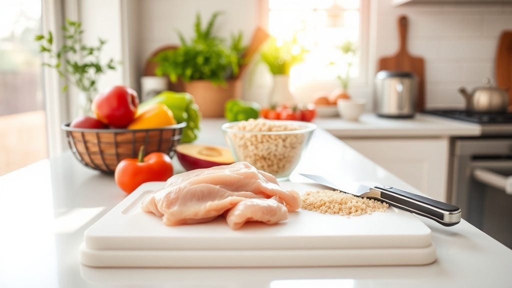 Bright kitchen with fresh ingredients for meal prep