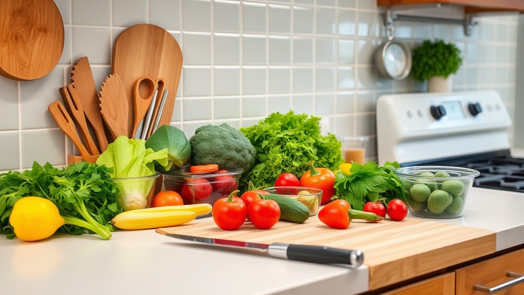 Organized kitchen countertop ready for meal prep