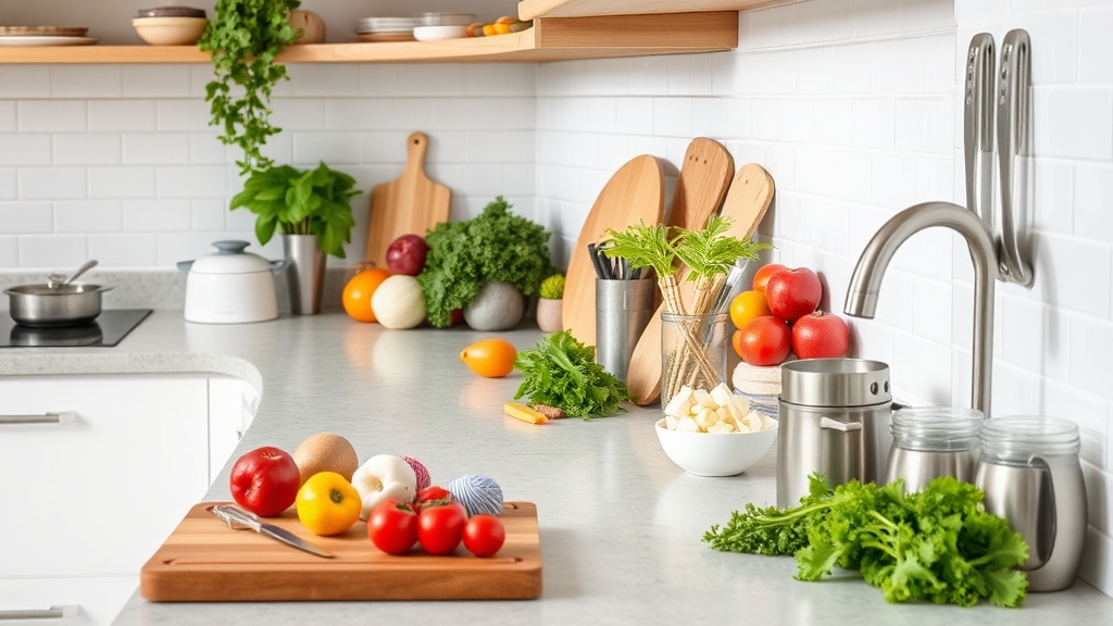Organized kitchen countertop ready for meal prep
