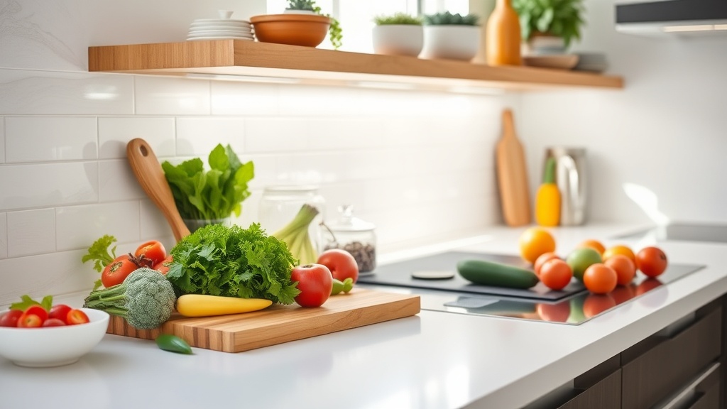 Organized kitchen countertop for meal prep