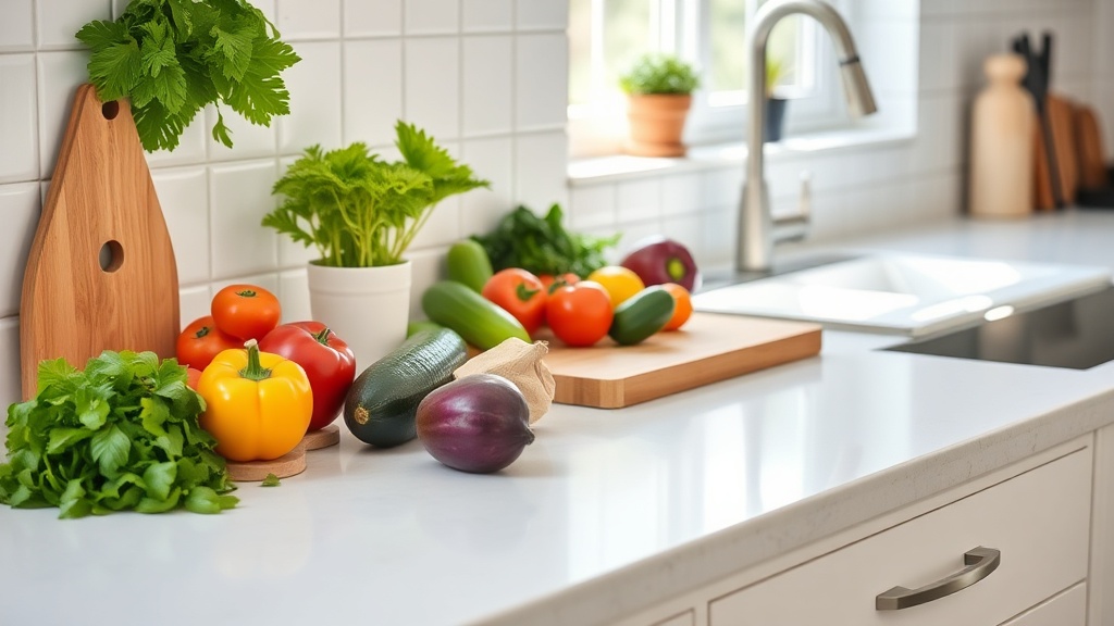 Organized kitchen countertop for meal prep