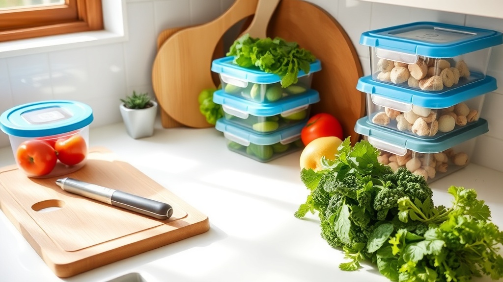 Organized kitchen countertop for meal prep