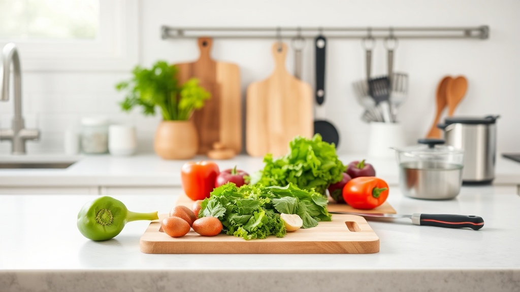 Organized kitchen countertop ready for meal prep