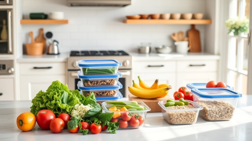 A clean kitchen with fresh ingredients for meal prep
