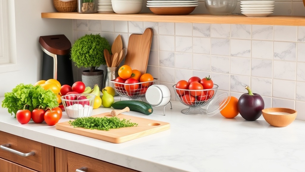 Organized kitchen countertop ready for meal prep