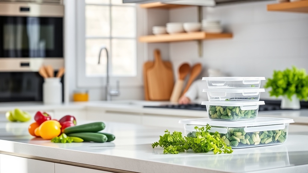 Organized kitchen with fresh ingredients for meal prep