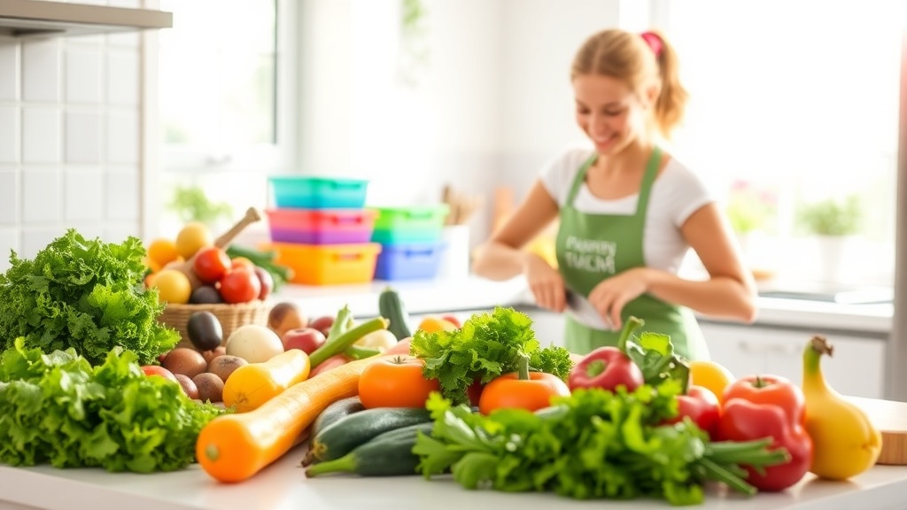 A person preparing fresh summer meals in a bright kitchen